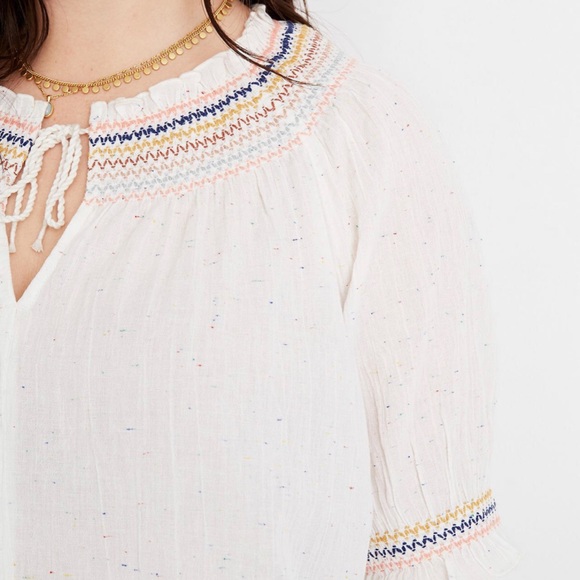 Madewell Tops - Madewell Rainbow Smocked Peasant Top Speckled